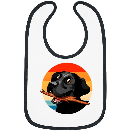 Labrador Lab Dog Black Lab Fetch Dog Retro Labrador Retriever Bibs
