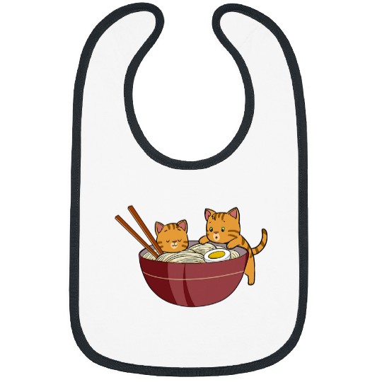 Kawaii Cat Ramen And Cats Anime Kitten Japanese Bibs