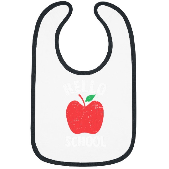 Hello School First Day Of School Teacher Student Kids Apple Bibs