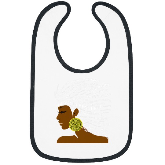 Black is Beautiful Words in Natural Hair Afro Black Woman Bibs