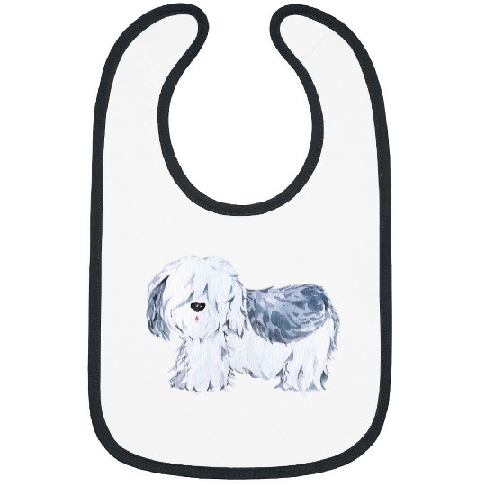 Cute Shaggy Dog Pet Portrait Watercolor Art Bibs