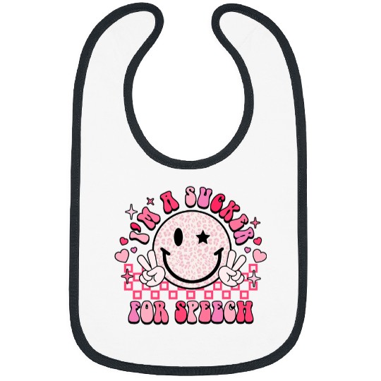 Sucker For Speech Therapy Pathologist Valentines Day Groovy Bibs