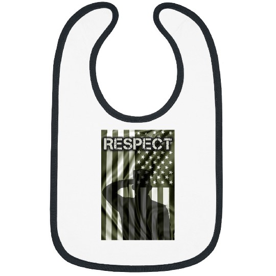 Patriotic American Flag Respect For Military armys Troops Bibs