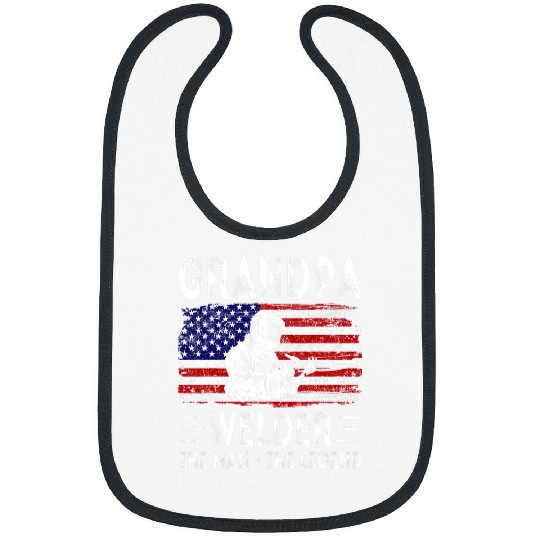Welders Mens USA American Flag Grandpa Welder The Man The Legend Bibs