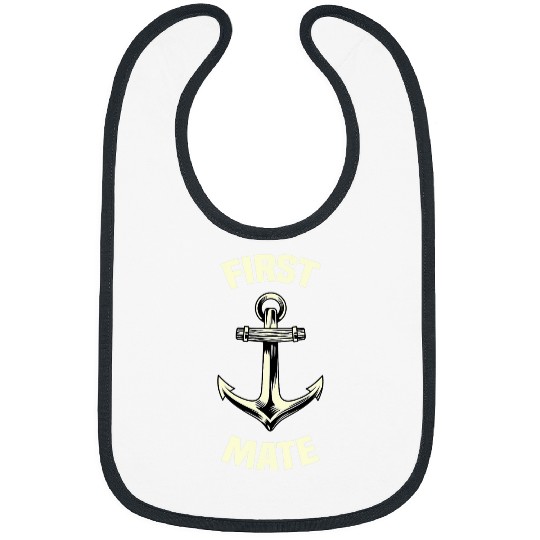 First Mate with Anchor 2Nautical Navy Sailor Sailing Family Bibs
