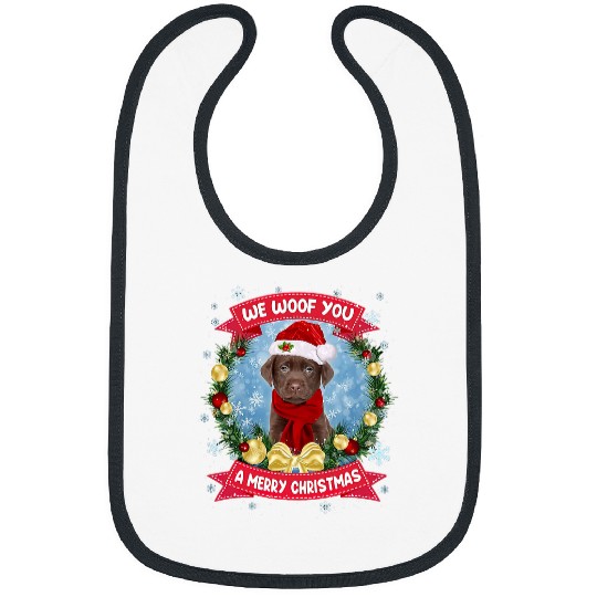 Labrador Lab Dog Merry Woofmas Labrador Dog Christmas Wreath Bibs
