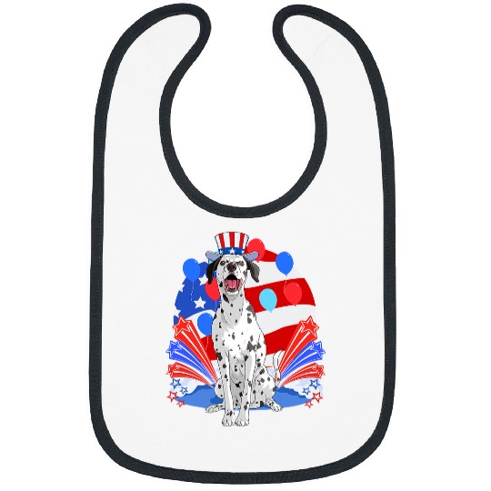 Dalmatian Merica 4th of July American Flag Patriotic 125 Dog Lover Dalmatians Dog Bibs