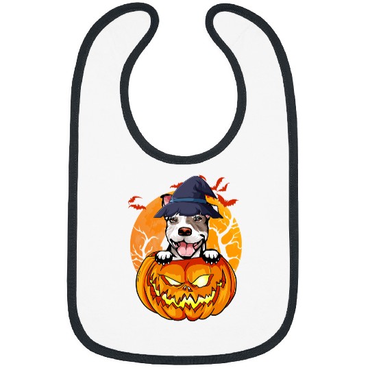 Bully Witch Pumpkin Scary Halloween Costume Dog Lover 492 Pitbull Dog Bibs