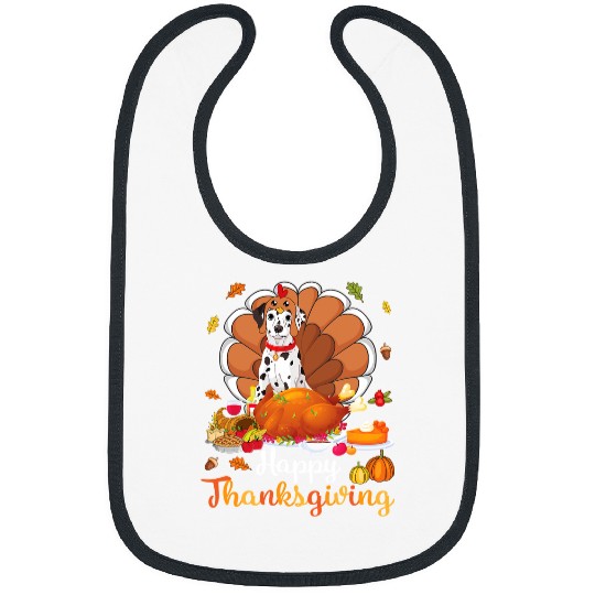 Dalmatian Turkey Happy Thanksgiving Day Daddy Mommy 152 Dog Lover Dalmatians Dog Bibs