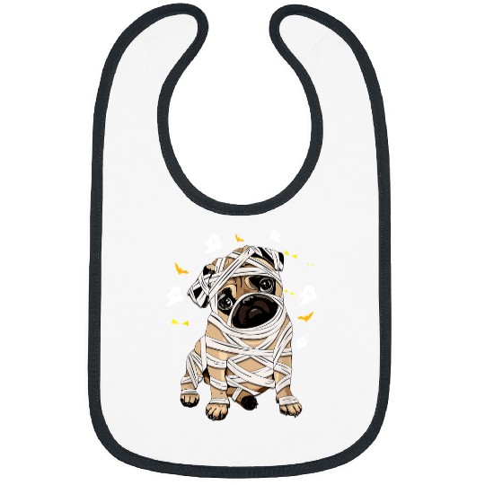 Pug Lover Mummy Cute Halloween Costume Dog Lover Design 3 Pugs Dog Bibs