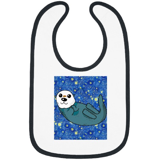 Otters Starry Night Cute Sea Otter Bibs