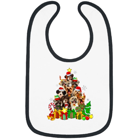Funny Shih Tzu Dog Christmas Tree xmass Pajamas Bibs
