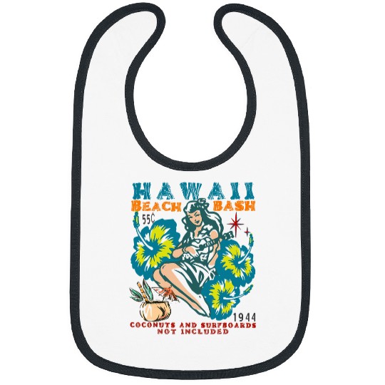 Surf Life HAWAII BEACH BASH UKULELE GIRL LUAU RETRO SURFING VINTAGE Bibs