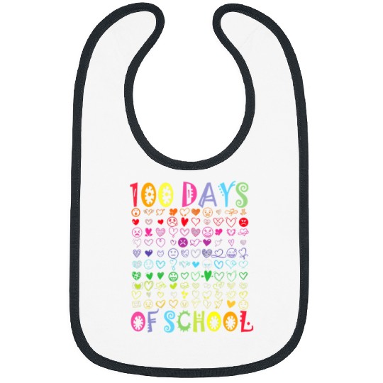 Teacher Job 100 Days Of School Teacher kids Student Boy Girl 100 Hearts Bibs