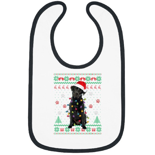 Labrador Lab Dog Black Lab Labrador Christmas Lights Santa Dog Lover Ugly Swe Bibs