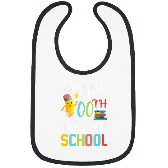 Happy 100th Day of School  Student Pencil Book Funny Bibs
