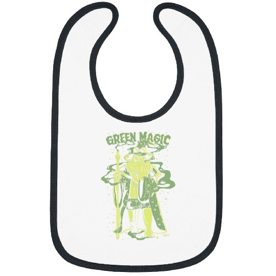 Green Magic cool wizard 90s illustration Bibs
