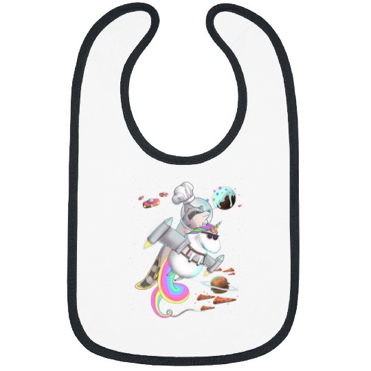 Raccoon Riding Unicorns Food Pizza Space Party Planet Kawaii Bibs
