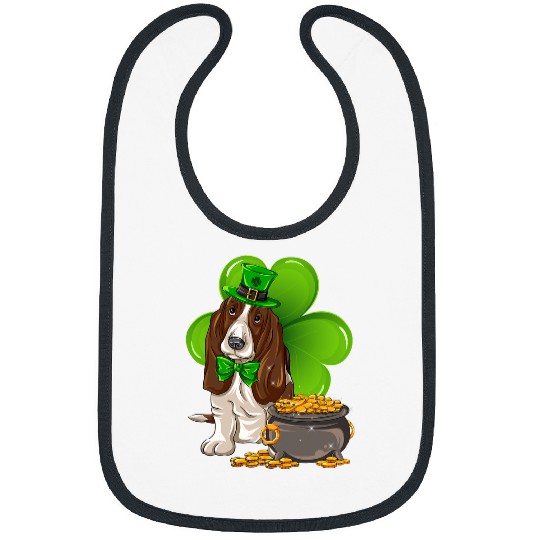 Dog Basset Hound St Patricks Day Basset Hound Shamrock Pet Dog Lover Bibs