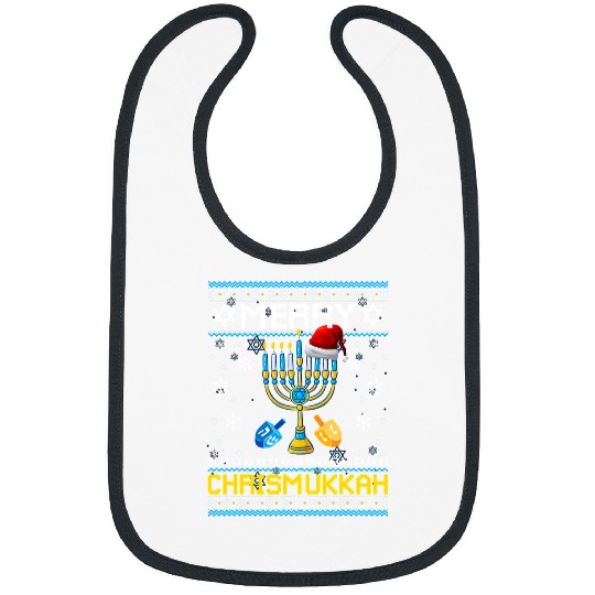 Hanukkah Jewish Merry Christmas Chrismukkah Ugly Sweater238 Bibs