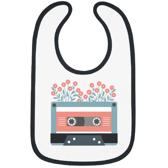 Cute Pastel Floral Flower Cassette Tape Retro Vinyl 80s Art 21 Bibs