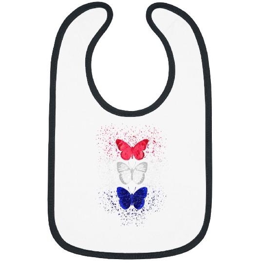 Butterfly Flag Women Girls Red White Blue 4th of July Bibs