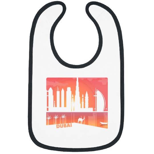 Cool Dubai UAE Cityscape Camel Graphic Art Illustration Bibs