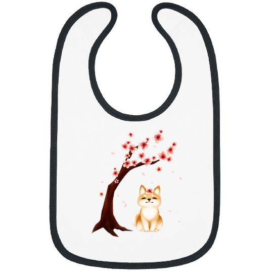 Dog Shiba Inu Japanese Cherry Blossom Sakura Flower Funny Bibs