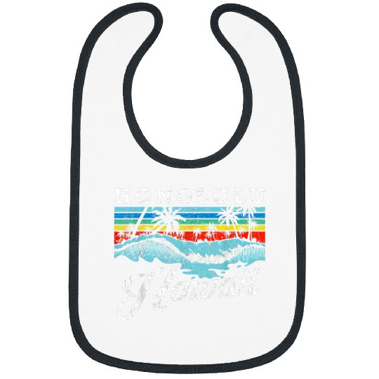 Surf Life Waves Beach Honolulu Hawaiian Summer Surfing Retro Hawaii Bibs