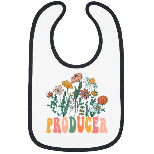 Retro Groovy floral Producer Wildflower Tees For Women Bibs