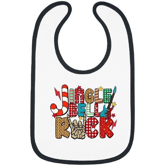 Skeletons Skulls Jingle Bell Rock Skeletons Hands Electric Guitar Rock Roll Skull Bibs
