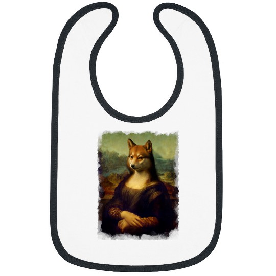 Dog Shiba Inu Mona Lisa Parody La Gioconda Famous Painting Bibs