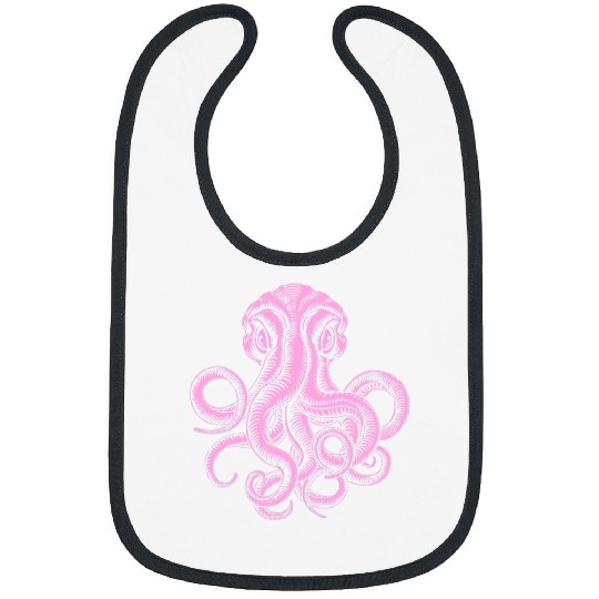 Octopuss Lover Cool Octopuss Cuttlefish Eight Armed Pink vintages Octopus Bibs