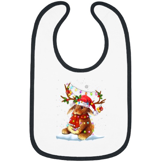 Rabbits Reindeer Santa Hat xmass Lights Christmas xmass 194 Bibs