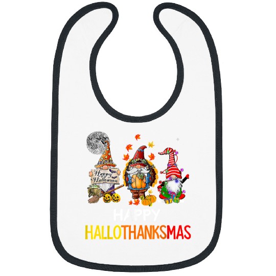 Halloween Thanksgiving Christmas Happy HalloThanksMas Gnomes23 Bibs
