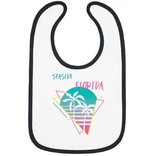 Surf Life Seaside Florida Palm trees Retro Ocean Surfing Bibs