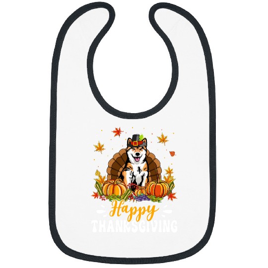 Dog Shiba Inu Happy Thanksgiving Shiba Inu Dog Turkey Pumpkin 3 Bibs