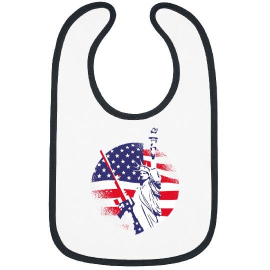 Statue Of Liberty AR15 Pro guns Second Amendment USA Flag Bibs