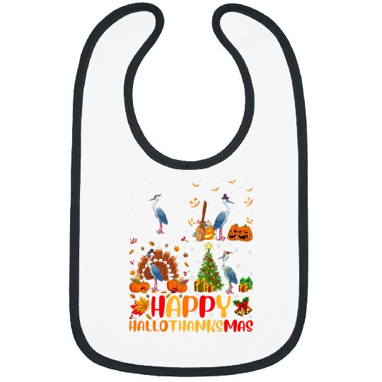 Halloween Thanksgiving Christmas Heron Bird Hallothanksmas Bibs