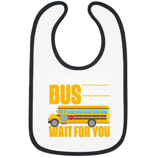 School Bus Driver Student Wait Stop Humor Pastel Rainbow Bibs