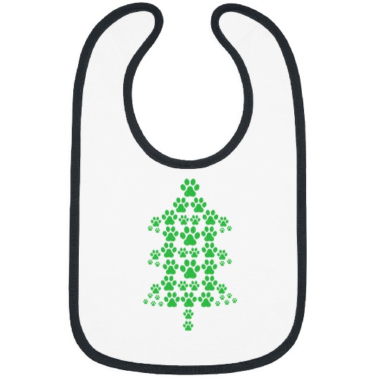 Cat Paw Prints Christmas Tree For Cat Mom Cat Dad Bibs