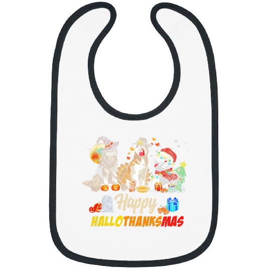 Dog Husky Happy Hallothanksmas Christmas Thanksgiving Bibs