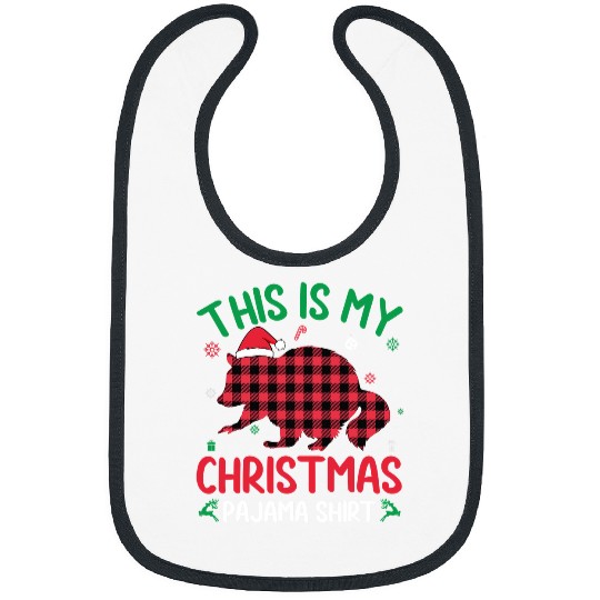 Raccoons Red Plaid Ugly Design This Is My Raccoon Christmas Pajama 65 Bibs