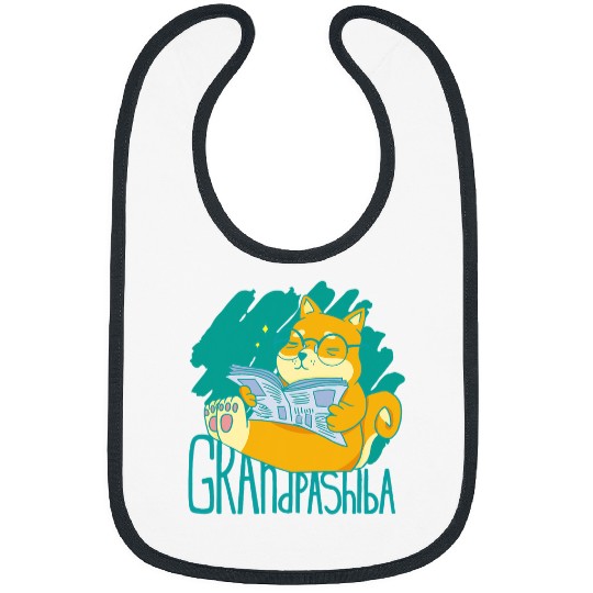 Dog Shiba Inu Grandpashiba Reading Japanese Animal Shiba Inu Bibs