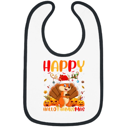 Squirrel Lover Funny Squirrel Animal Lover Happy Squirrel HelloThanksMas Bibs