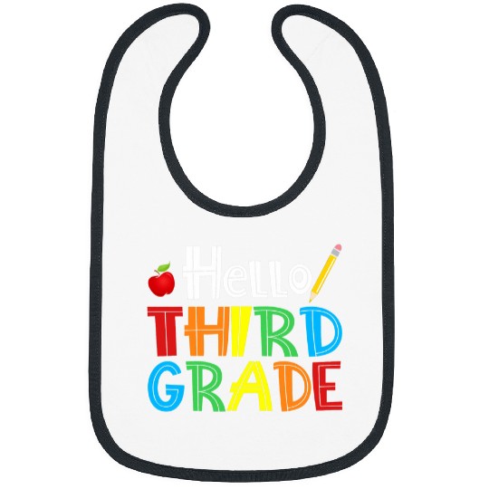 Hello Third Grade apple pencil Cute 3rd Grade Back To School Bibs