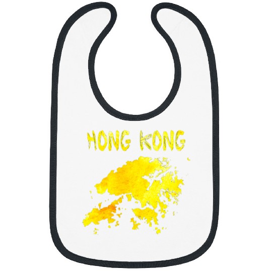 Map of Hong Kong Colorful map Watercolor illustration Bibs