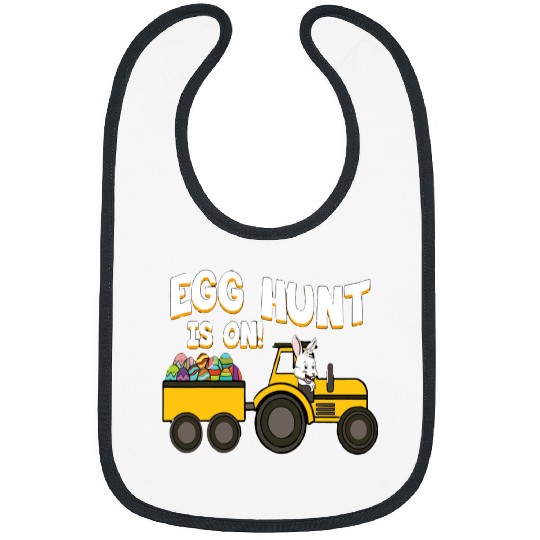 Tractor driving Egg Hunt Is On TractorTrain Funny Easter Bunny Kids Toddler Bibs