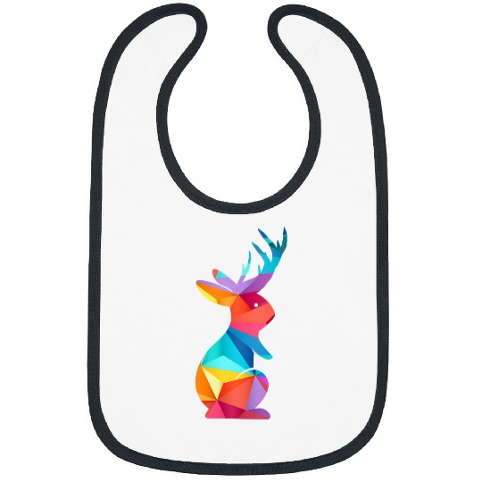 Rabbits Cute Colorful Jackalope Fun Cute Rabbit Animal Lover Graphic Bibs