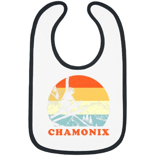 Skiing Ski Chamonix France vintages Snow Skiing Vacation Bibs
